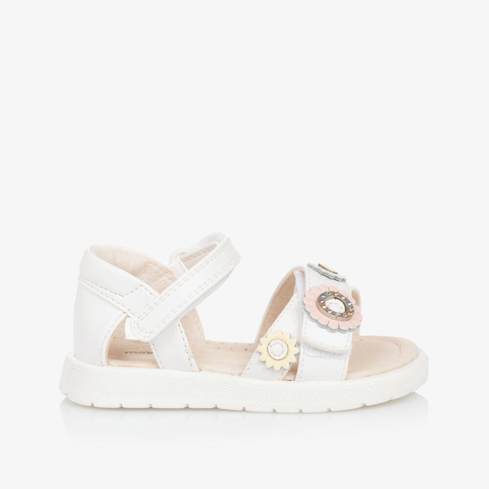 Mayoral-Girls White Floral Leatherette Sandals | Childrensalon Outlet