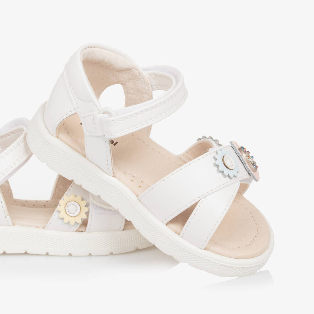 Mayoral-Girls White Floral Leatherette Sandals | Childrensalon Outlet