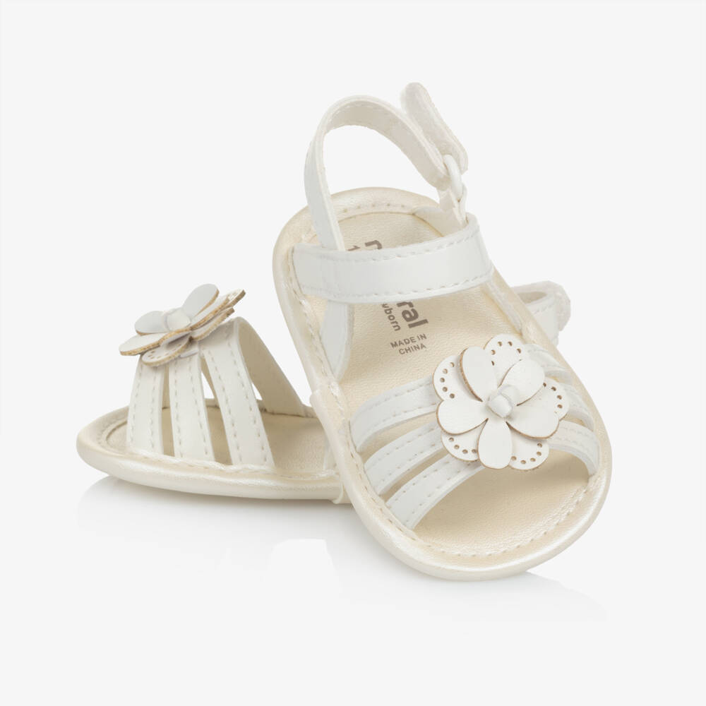 Mayoral Для новорожденных-Белые цветочные пинетки для девочек | Childrensalon Outlet