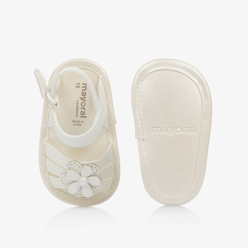Mayoral Для новорожденных-Белые цветочные пинетки для девочек | Childrensalon Outlet