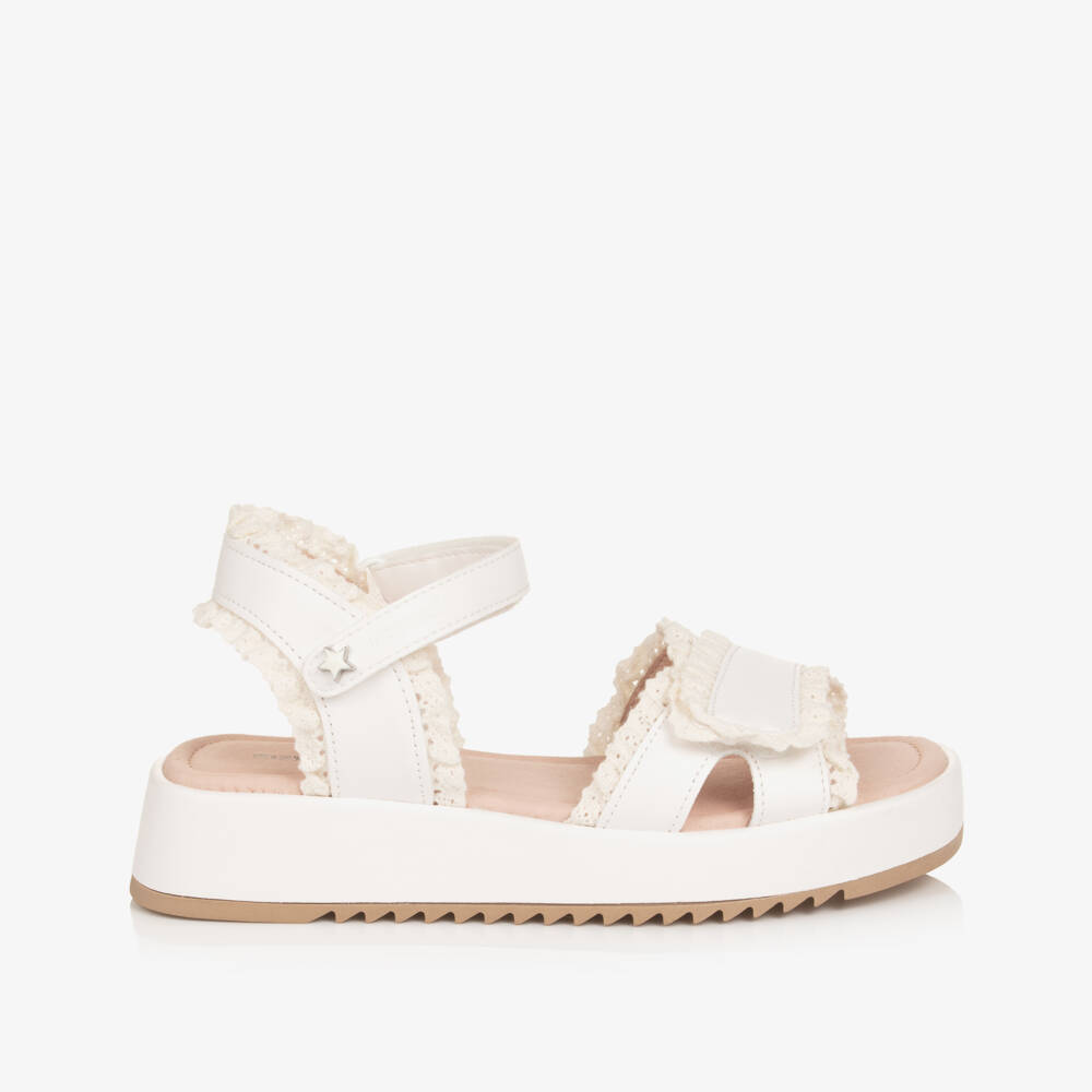 Mayoral-Girls White Frilled Fasten Sandals | Childrensalon Outlet