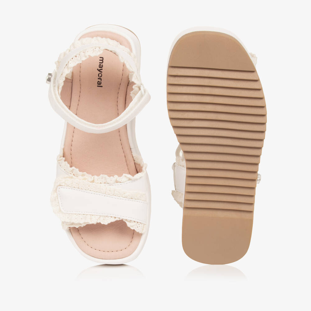 Mayoral-Girls White Frilled Fasten Sandals | Childrensalon Outlet