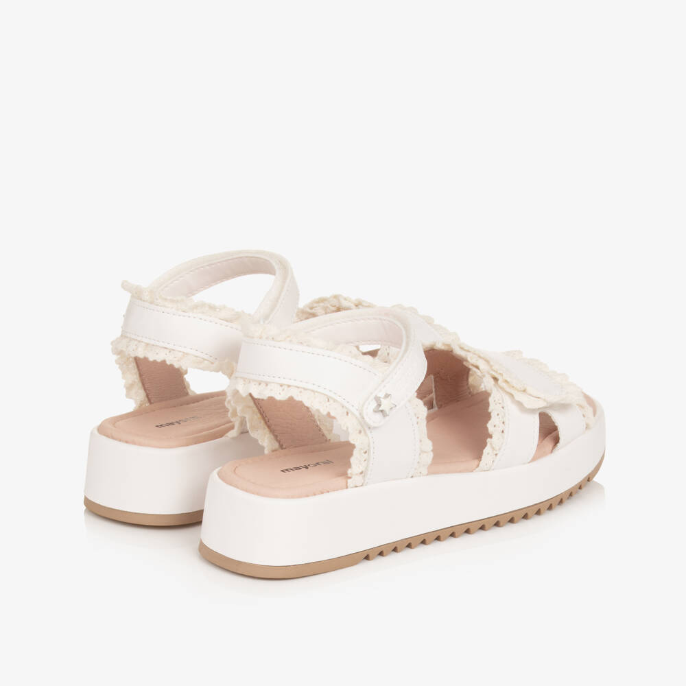 Mayoral-Girls White Frilled Fasten Sandals | Childrensalon Outlet