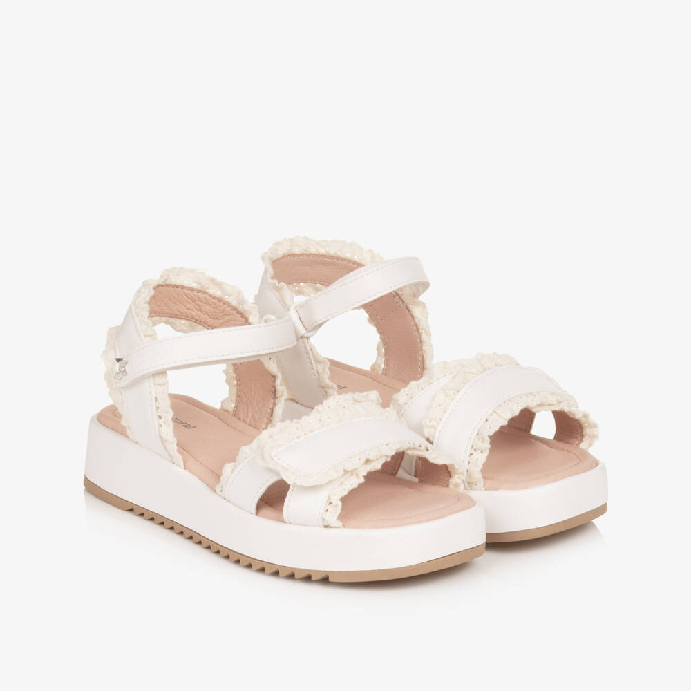 Mayoral-Girls White Frilled Fasten Sandals | Childrensalon Outlet