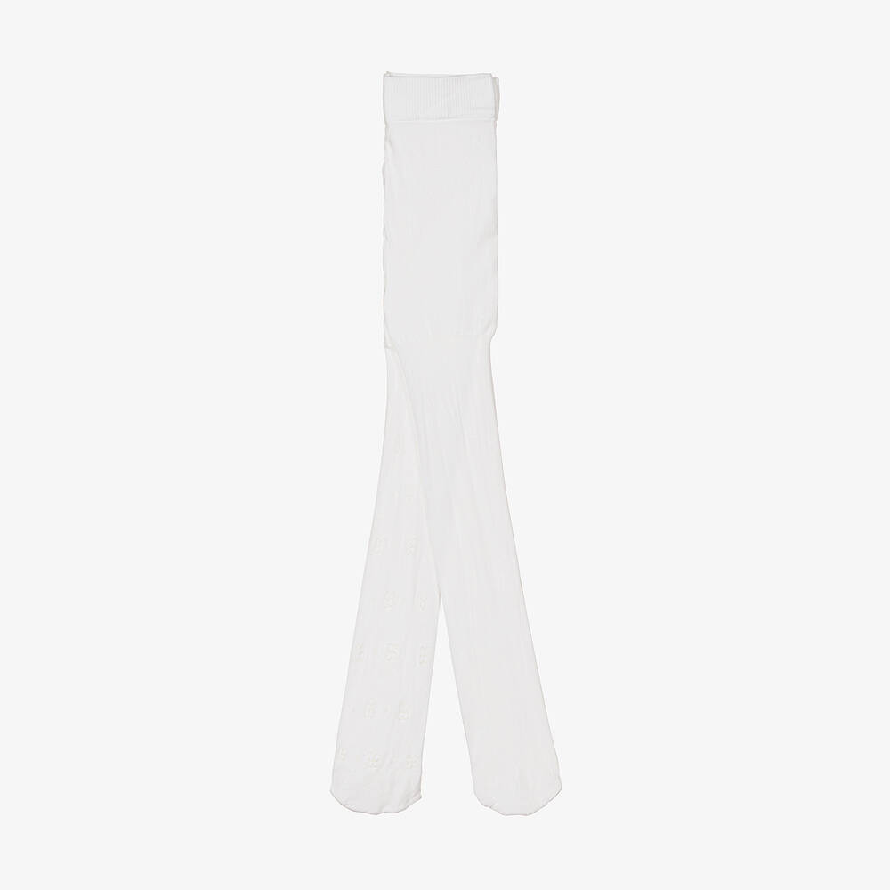 Mayoral-Girls White Glitter Flower Tights | Childrensalon Outlet