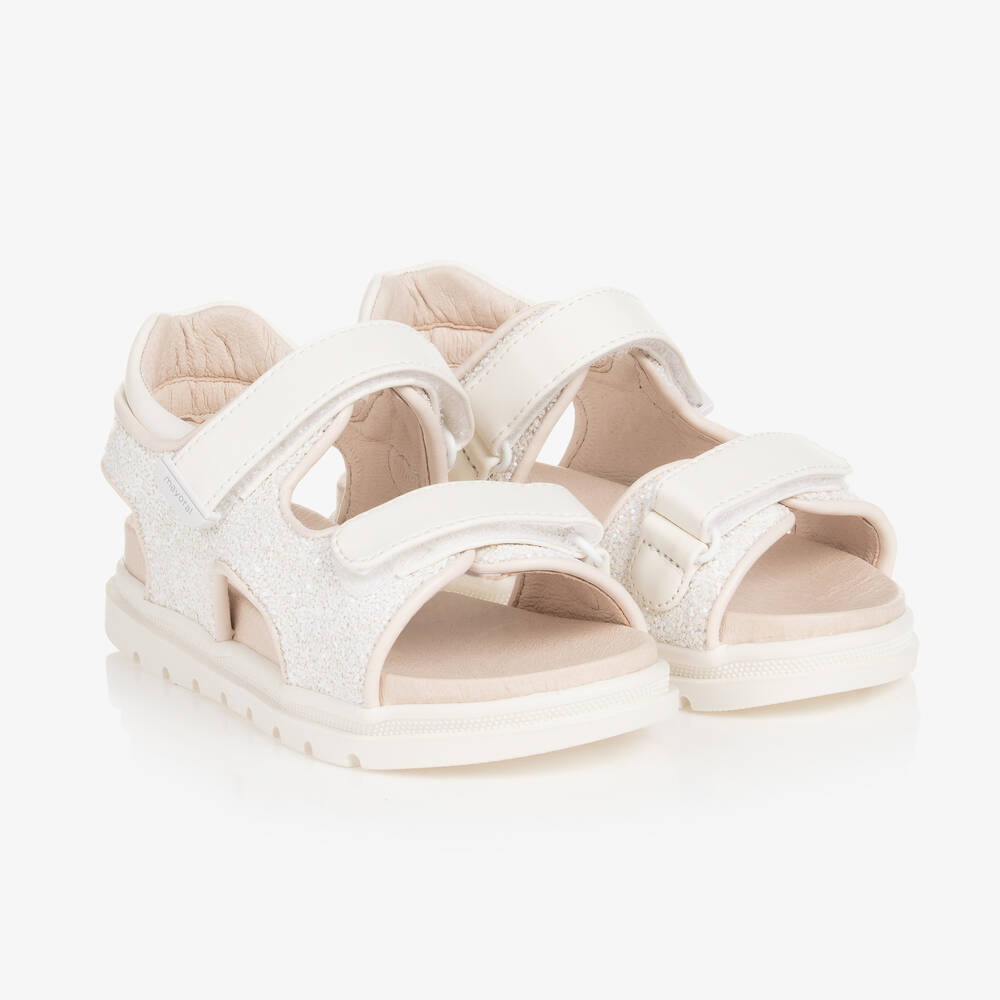 Mayoral - Girls White Glitter Sandals | Childrensalon
