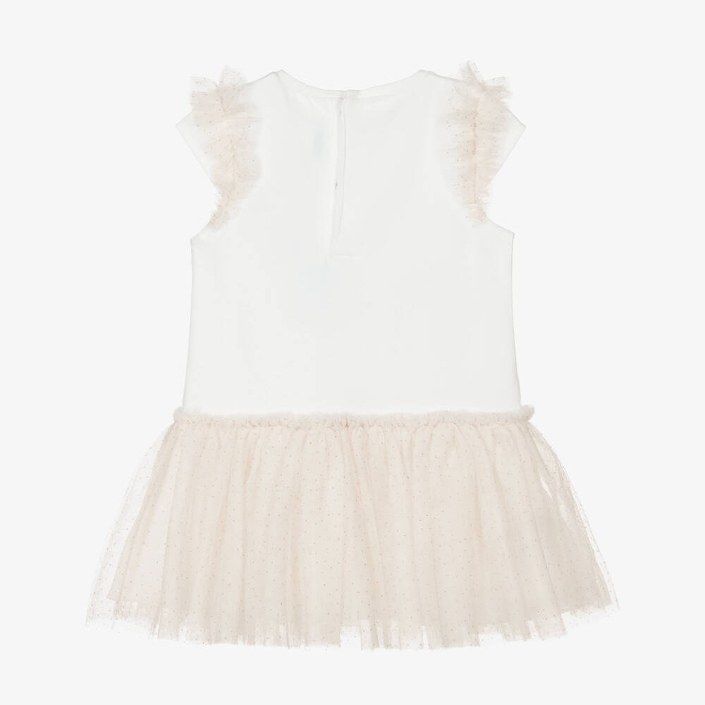Mayoral-Платье из белого и золотого тюля с цветочным узором для девочек | Childrensalon Outlet