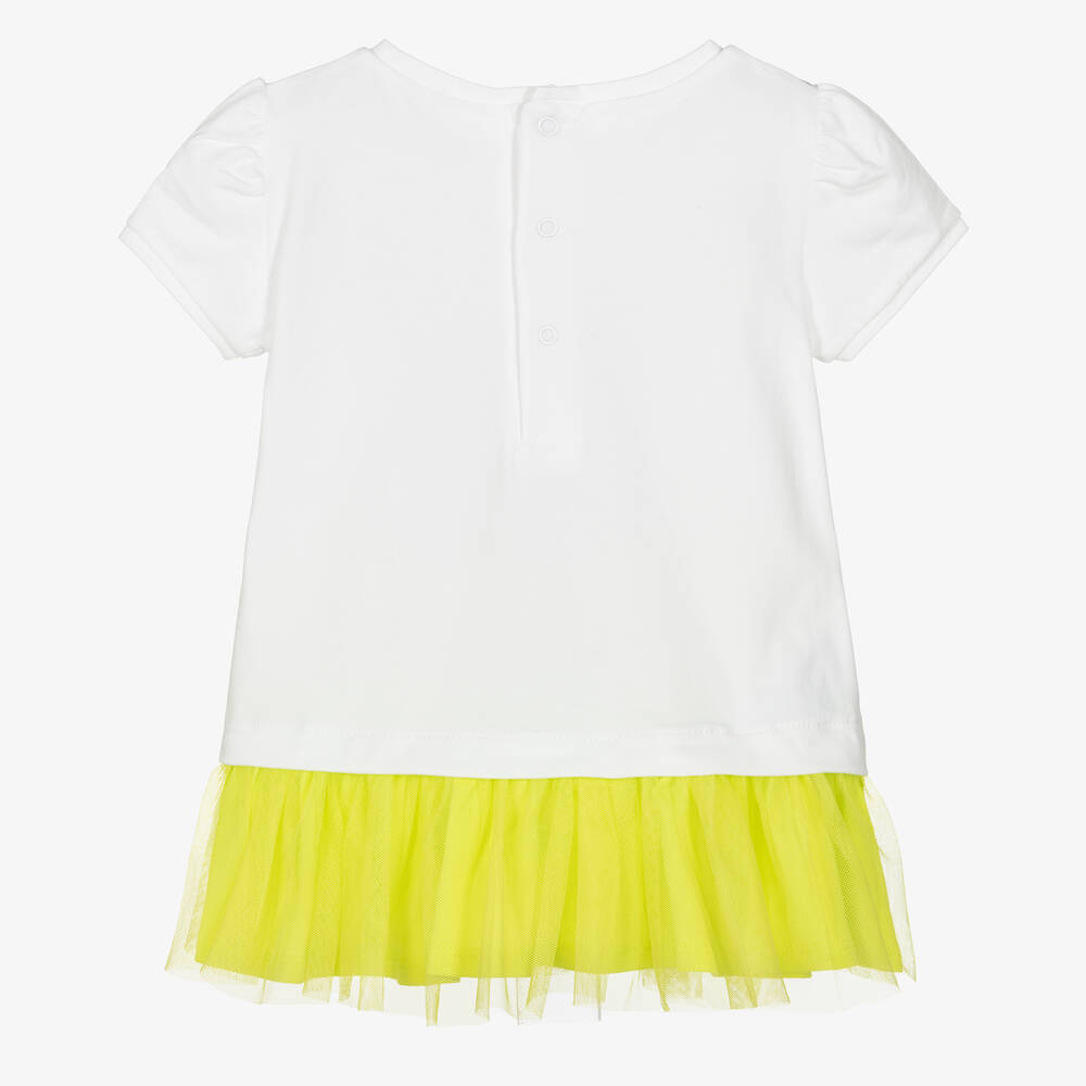 Mayoral-Girls White & Green Cotton Dress | Childrensalon Outlet