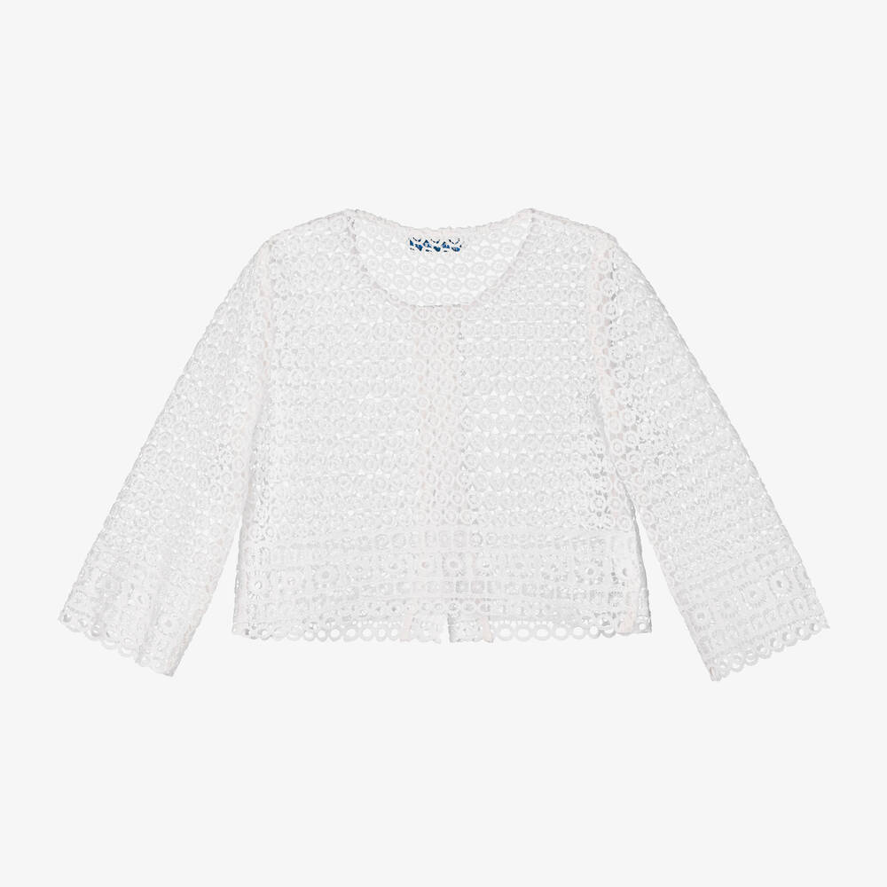 Mayoral Girls White Guipure Lace Cardigan
