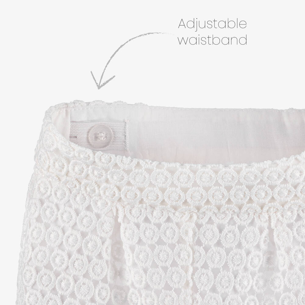 Mayoral-Girls White Guipure Lace Shorts | Childrensalon Outlet