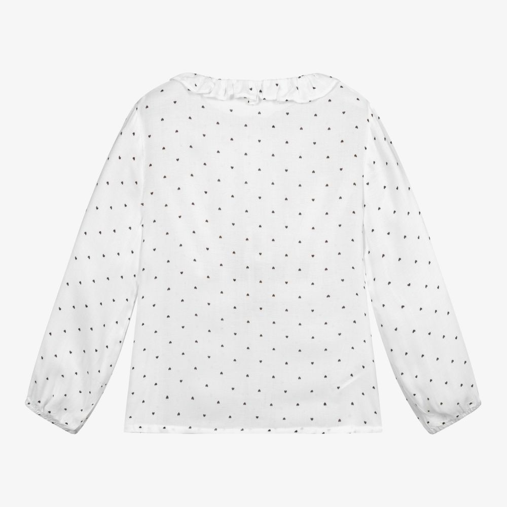 Mayoral-Белая блузка с сердечками для девочек | Childrensalon Outlet