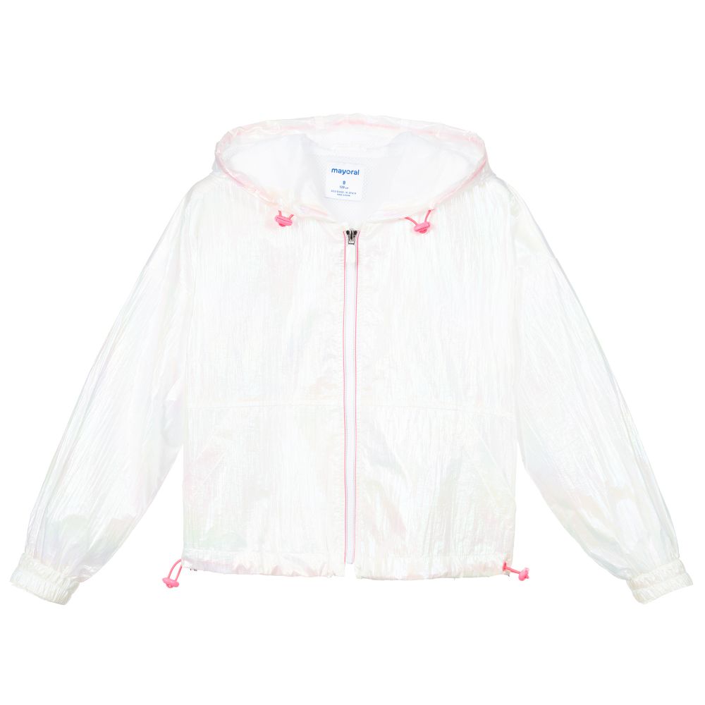 Mayoral - Белая куртка с радужным эффектом для девочек | Childrensalon