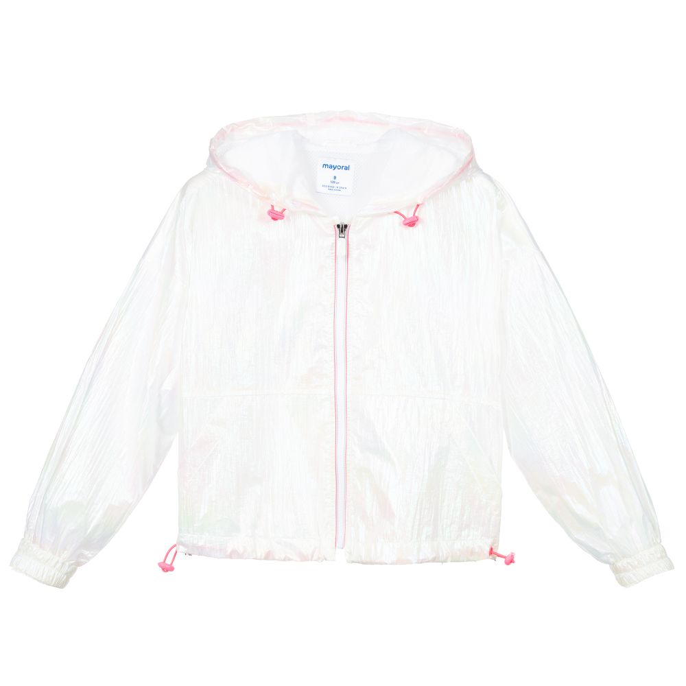 Mayoral - Girls White Iridescent Jacket | Childrensalon