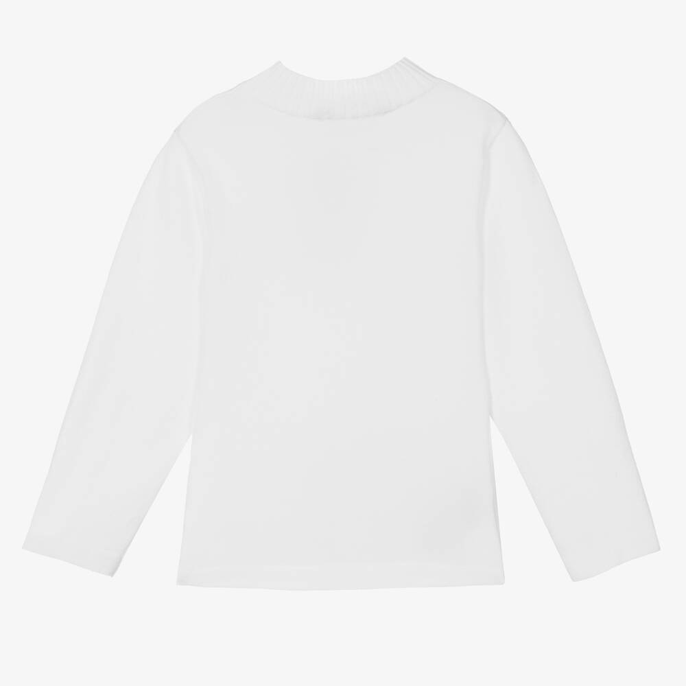 Mayoral-Girls White Knit Turtleneck Sweater | Childrensalon Outlet