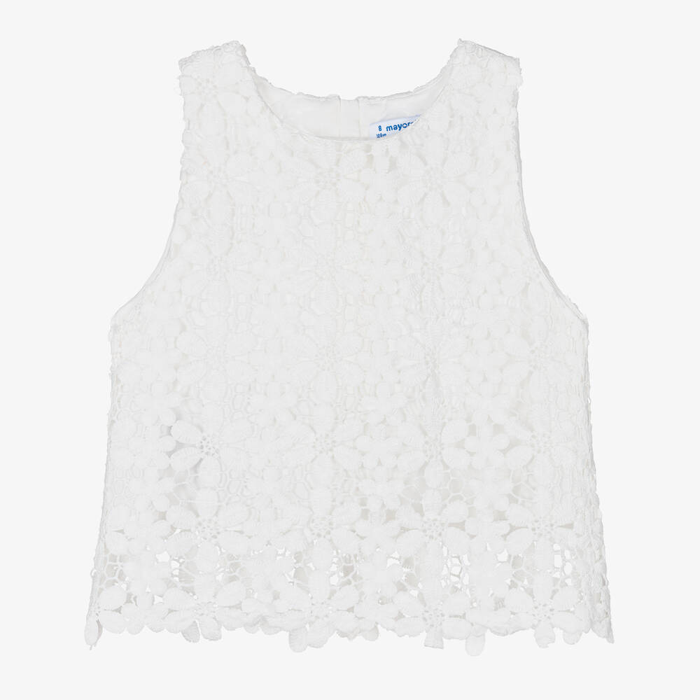Mayoral - Белая кружевная блузка для девочек | Childrensalon