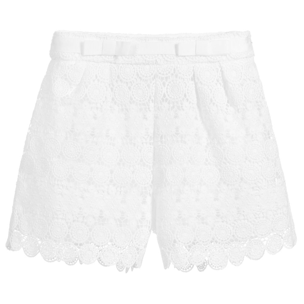 Mayoral - Girls White Lace Shorts | Childrensalon