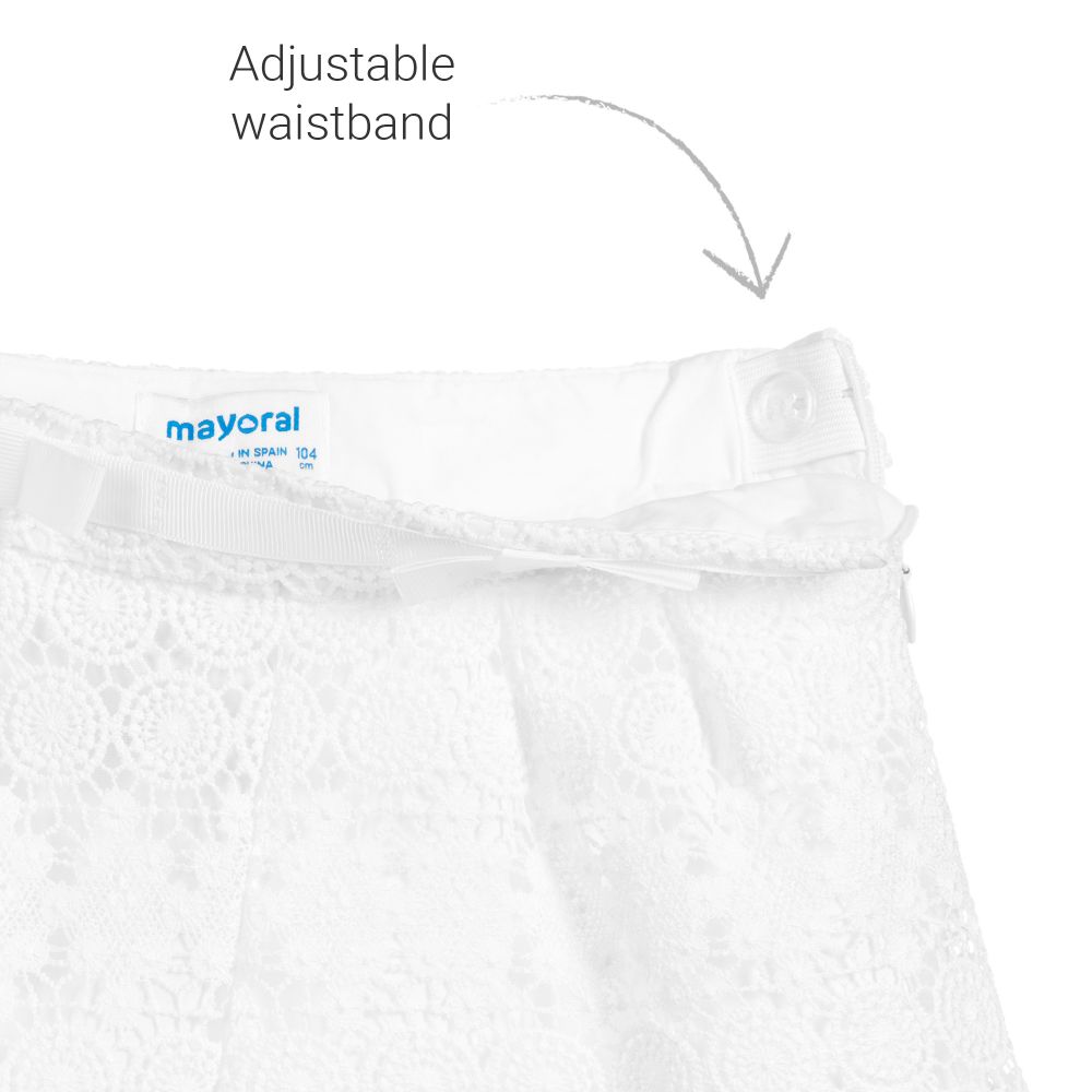 Mayoral-Girls White Lace Shorts | Childrensalon Outlet