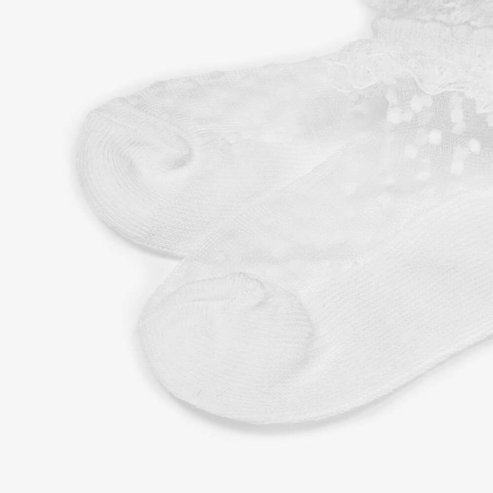 مايورال-جوارب بيضاء للبنات مزينة بالدانتيل المنقط | Childrensalon Outlet