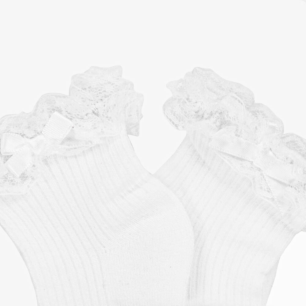 Mayoral Newborn-Girls' White Lace-Trimmed Socks | Childrensalon Outlet