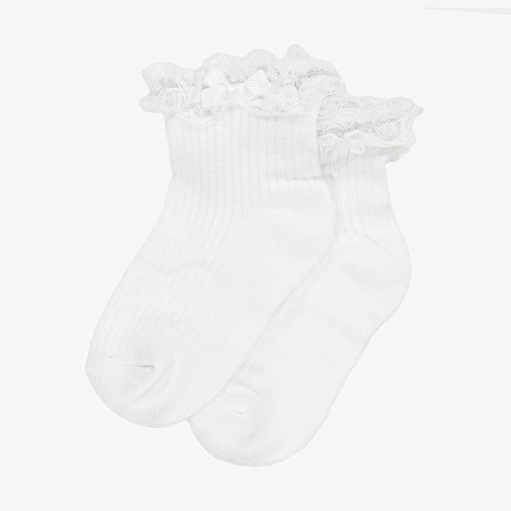 Mayoral Newborn-Girls' White Lace-Trimmed Socks | Childrensalon Outlet