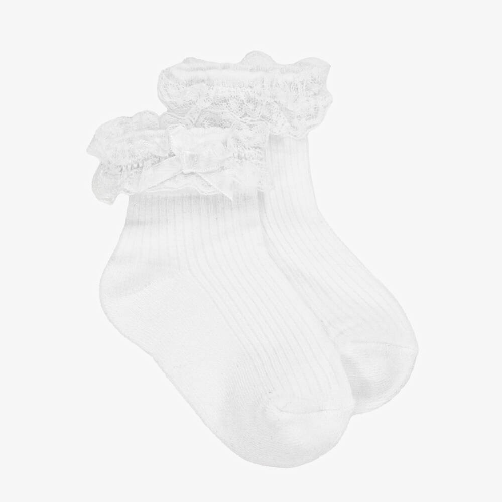 Mayoral Newborn-Girls' White Lace-Trimmed Socks | Childrensalon Outlet