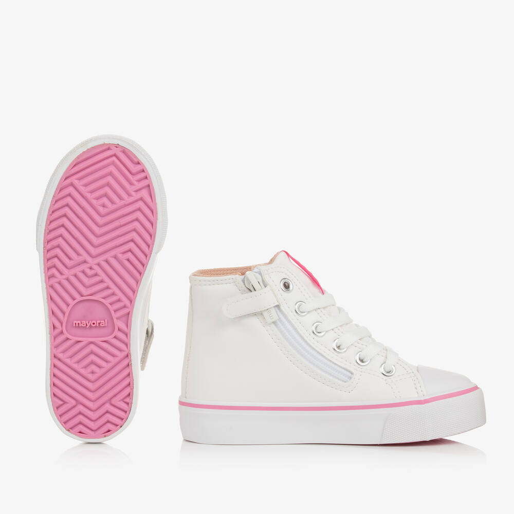 مايورال-ترينرز بأربطة جلد صناعي لون أبيض للبنات | Childrensalon Outlet