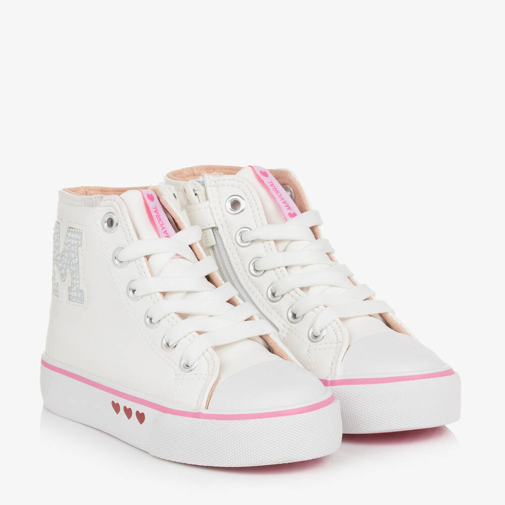 Mayoral - Girls White Lace-Up Trainers | Childrensalon