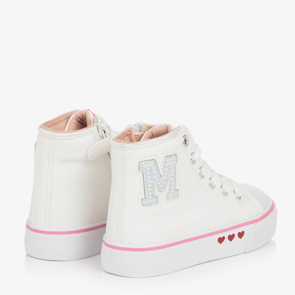 مايورال-ترينرز بأربطة جلد صناعي لون أبيض للبنات | Childrensalon Outlet