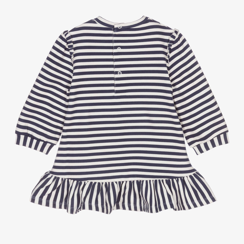 Mayoral-Girls White & Navy Blue Dress | Childrensalon Outlet