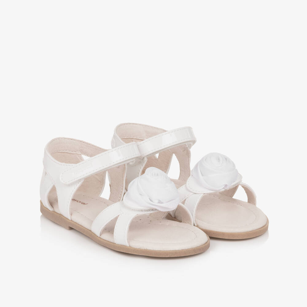 Mayoral-Girls' White Patent Flower Sandals | Childrensalon Outlet