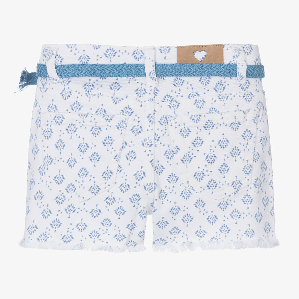 Mayoral-Girls White Patterned Twill Shorts  | Childrensalon Outlet