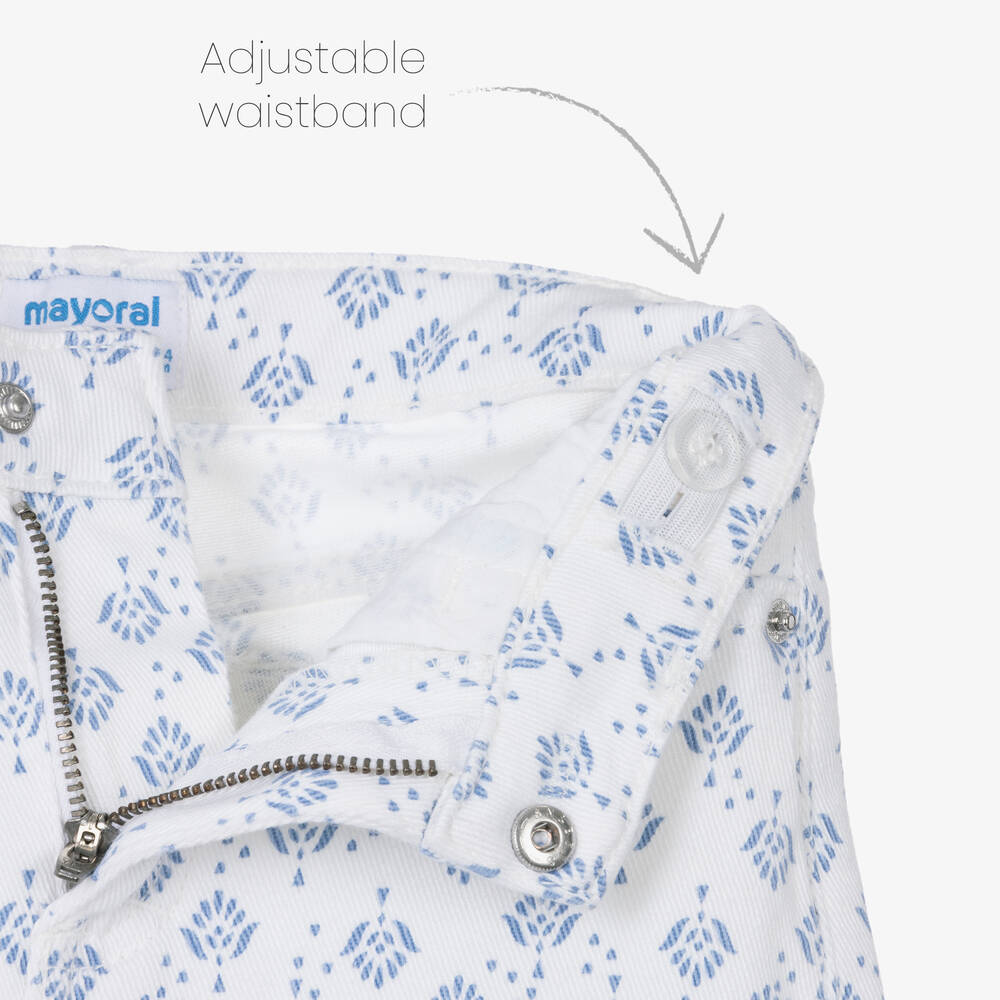 Mayoral-Girls White Patterned Twill Shorts  | Childrensalon Outlet