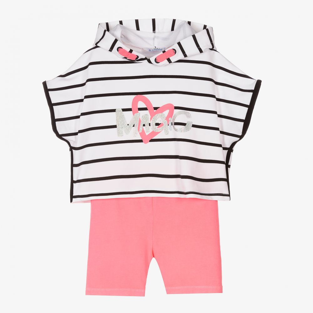 Mayoral-Girls White & Pink Shorts Set | Childrensalon Outlet