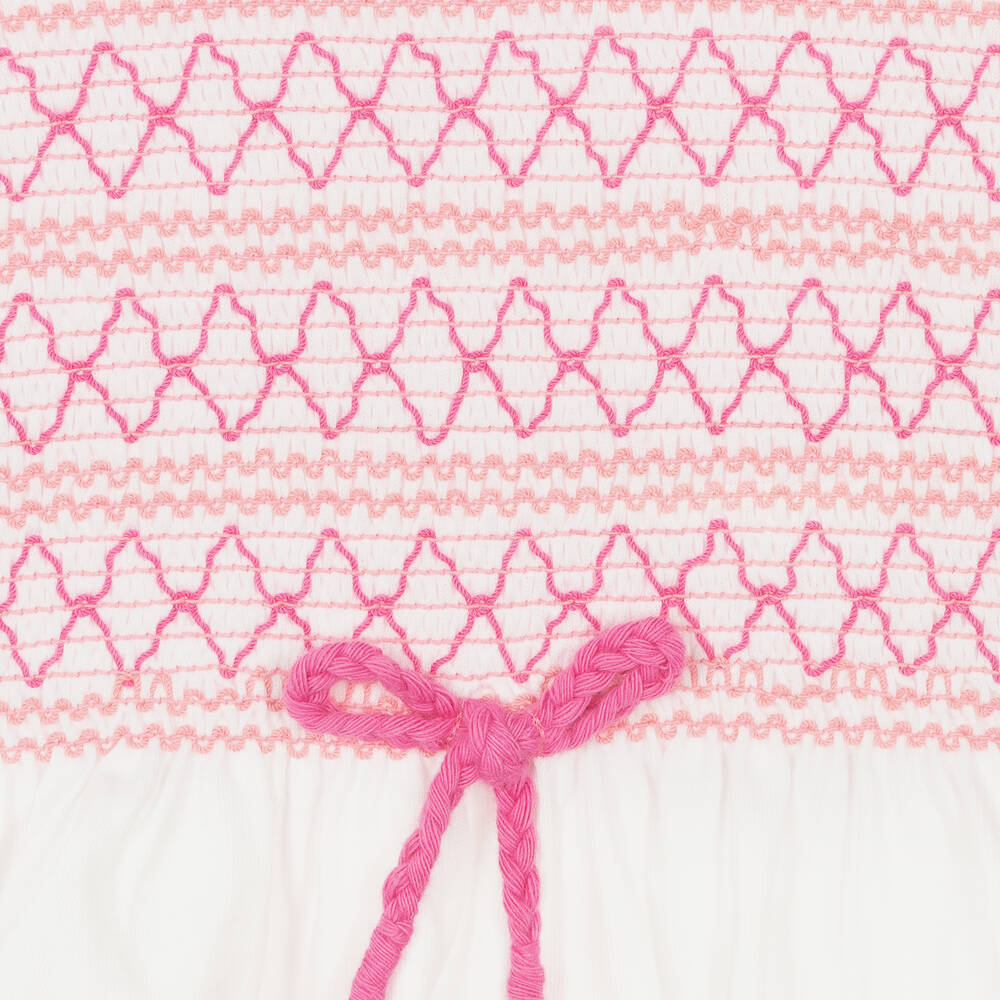 Mayoral-Бело-розовая футболка со сборками | Childrensalon Outlet