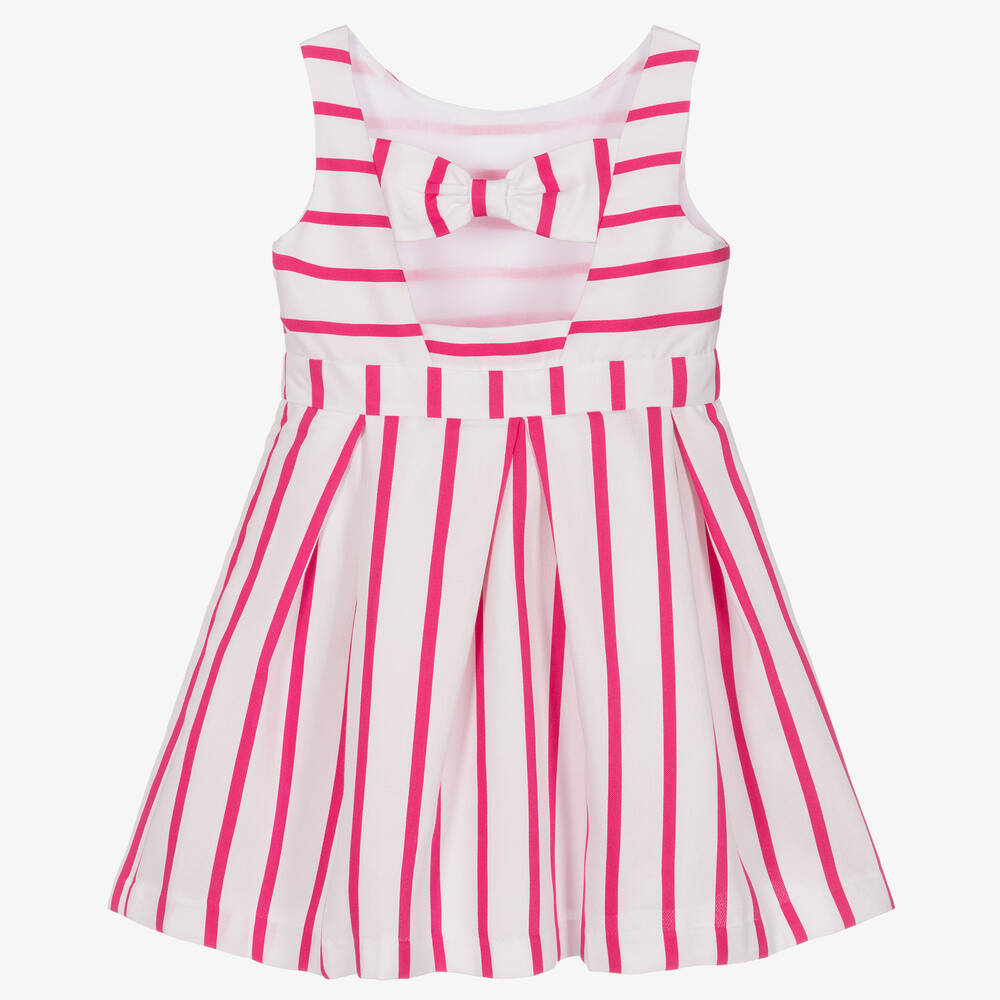 Mayoral-Girls White & Pink Striped Dress | Childrensalon Outlet