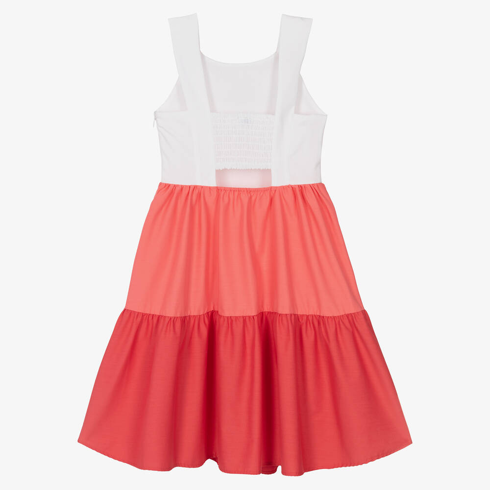 Mayoral-Бело-розовое многоярусное платье | Childrensalon Outlet