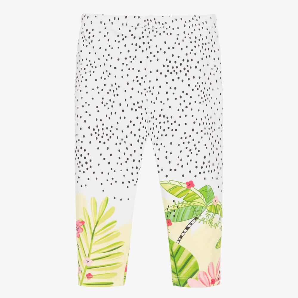 Mayoral-ليغنغز أطفال بناتي قطن مستدام جيرسي لون أبيض | Childrensalon Outlet