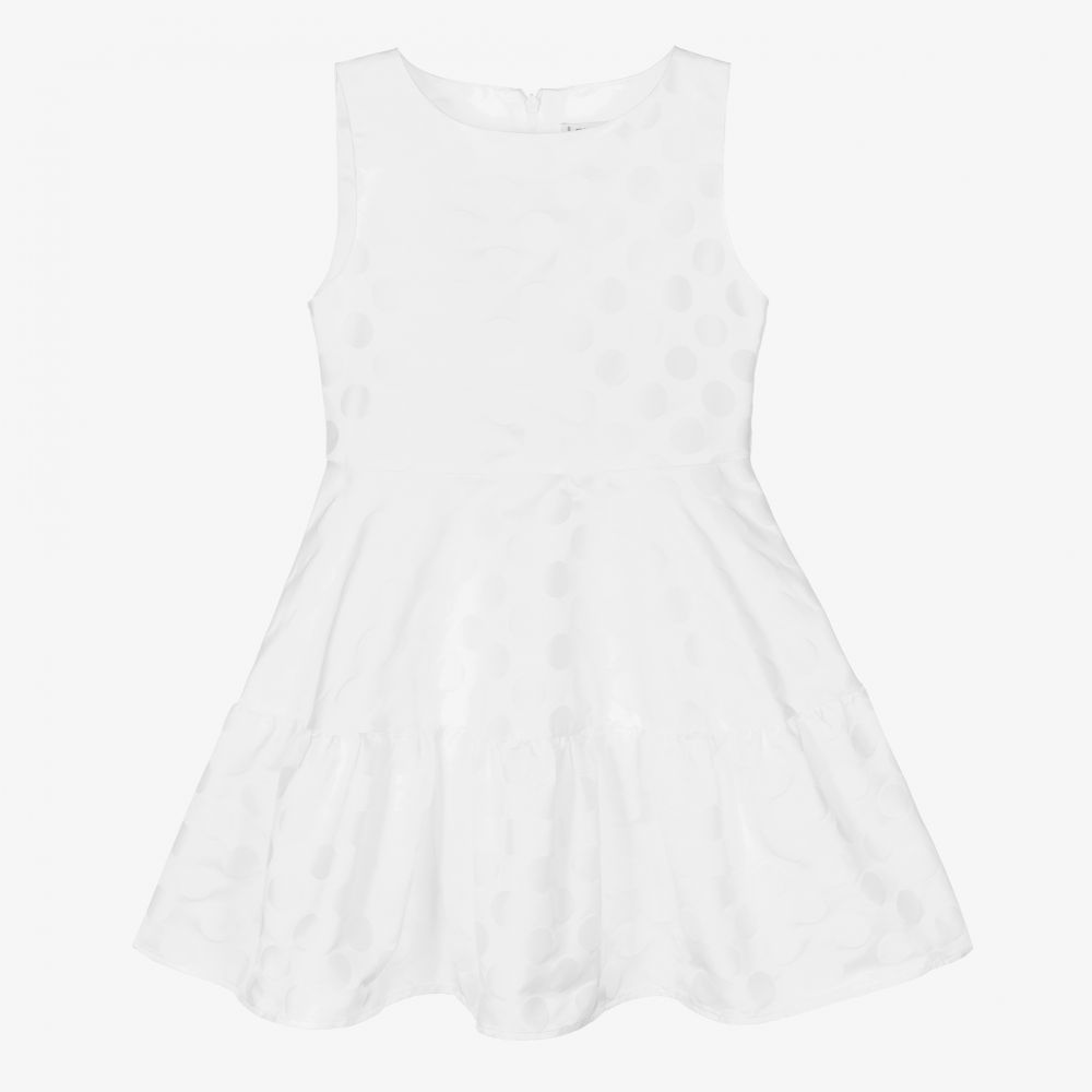 Mayoral - Girls White Polka Dot Dress | Childrensalon