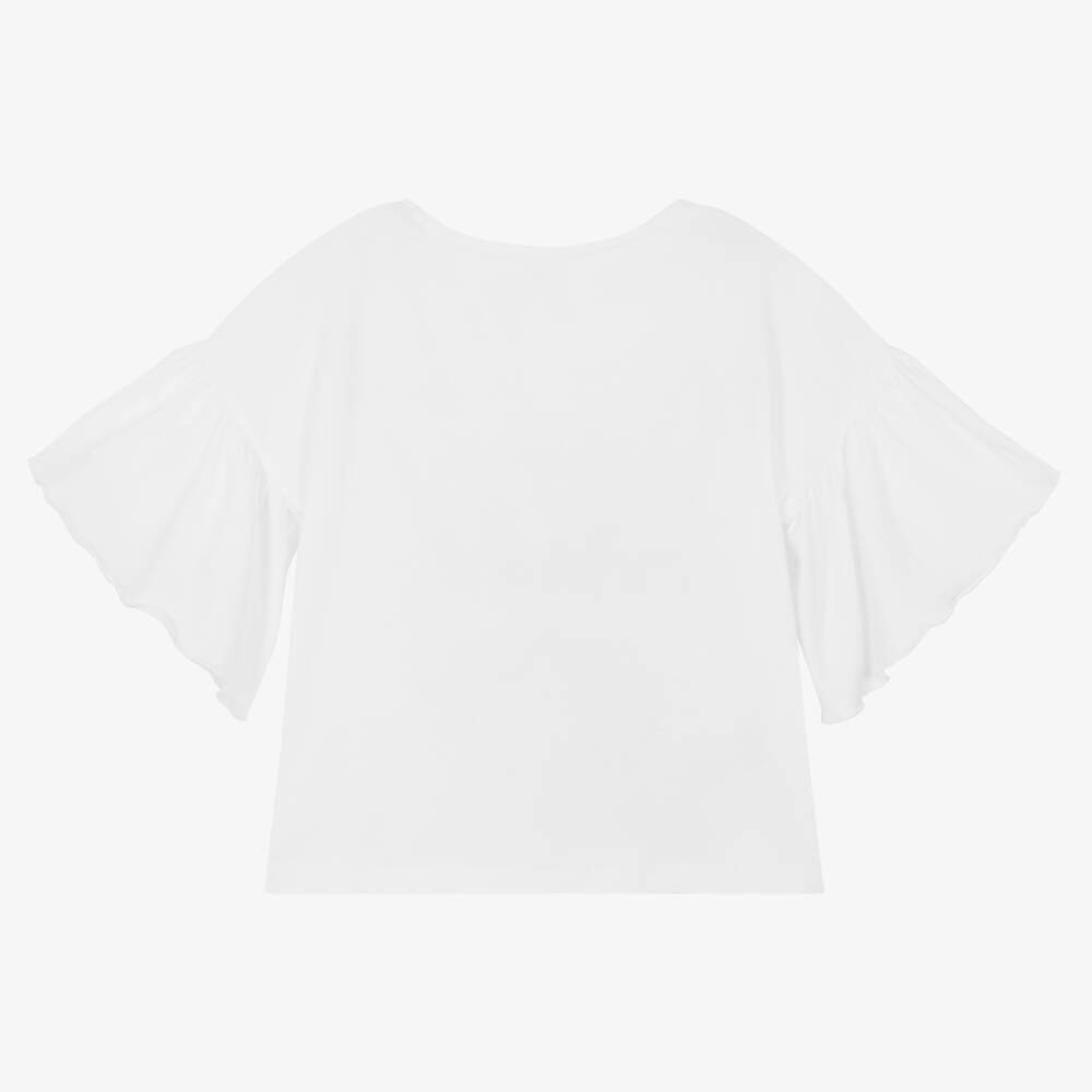 Mayoral-Girls White Print T-Shirt  | Childrensalon Outlet