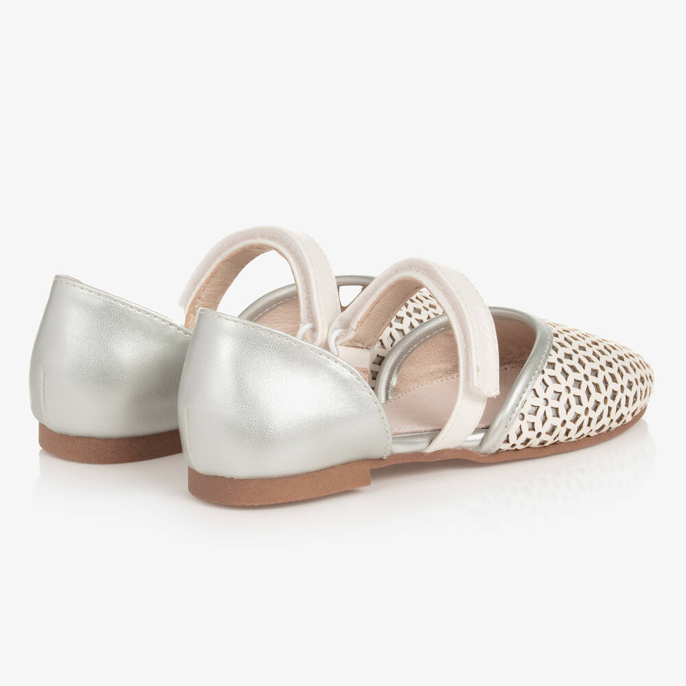 Mayoral - Girls White & Silver Patterned Shoes | Childrensalon Outlet