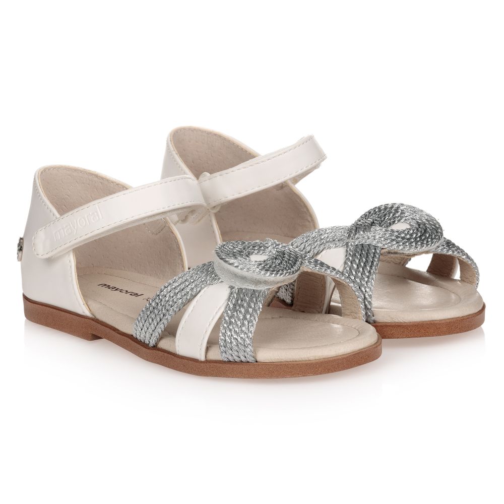 Mayoral - Girls White & Silver Sandals | Childrensalon