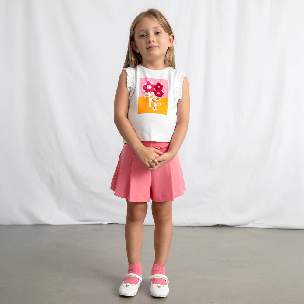Mayoral-Girls White Sleeveless Flower Top | Childrensalon Outlet