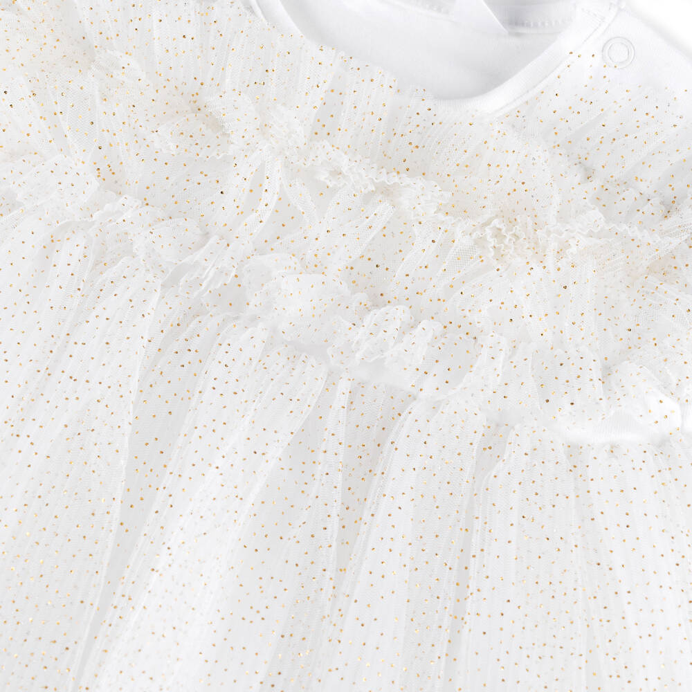 Mayoral Newborn-Girls White Sparkle Tulle Dress Ensemble | Childrensalon Outlet