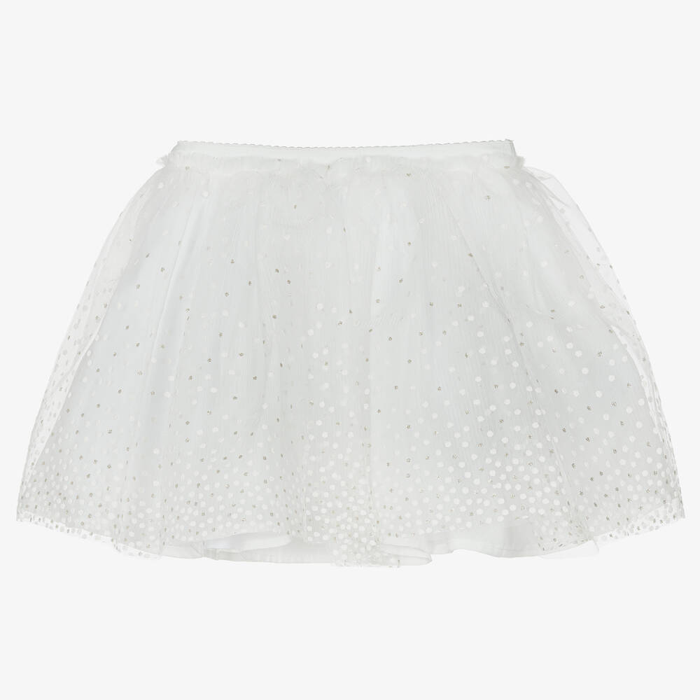 Mayoral-Белая юбка-пачка из тюля в горошек для девочек | Childrensalon Outlet
