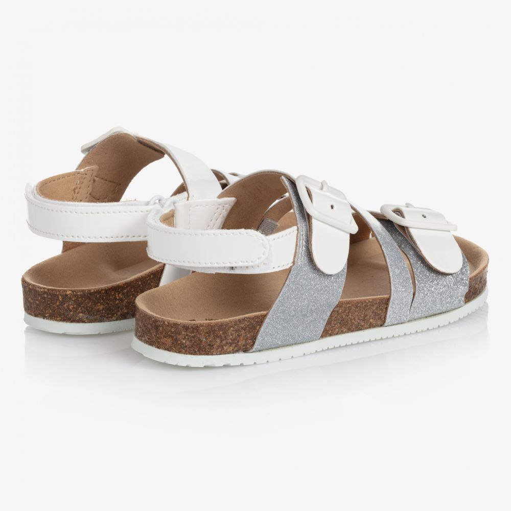 مايورال-صندل جلد صناعي لون أبيض ورمادي غليتر للبنات | Childrensalon Outlet