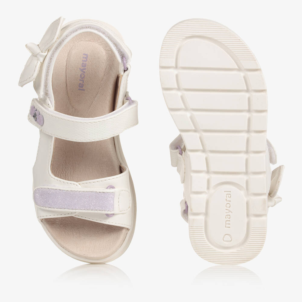 Mayoral Girls White Velcro Sandals Childrensalon Outlet