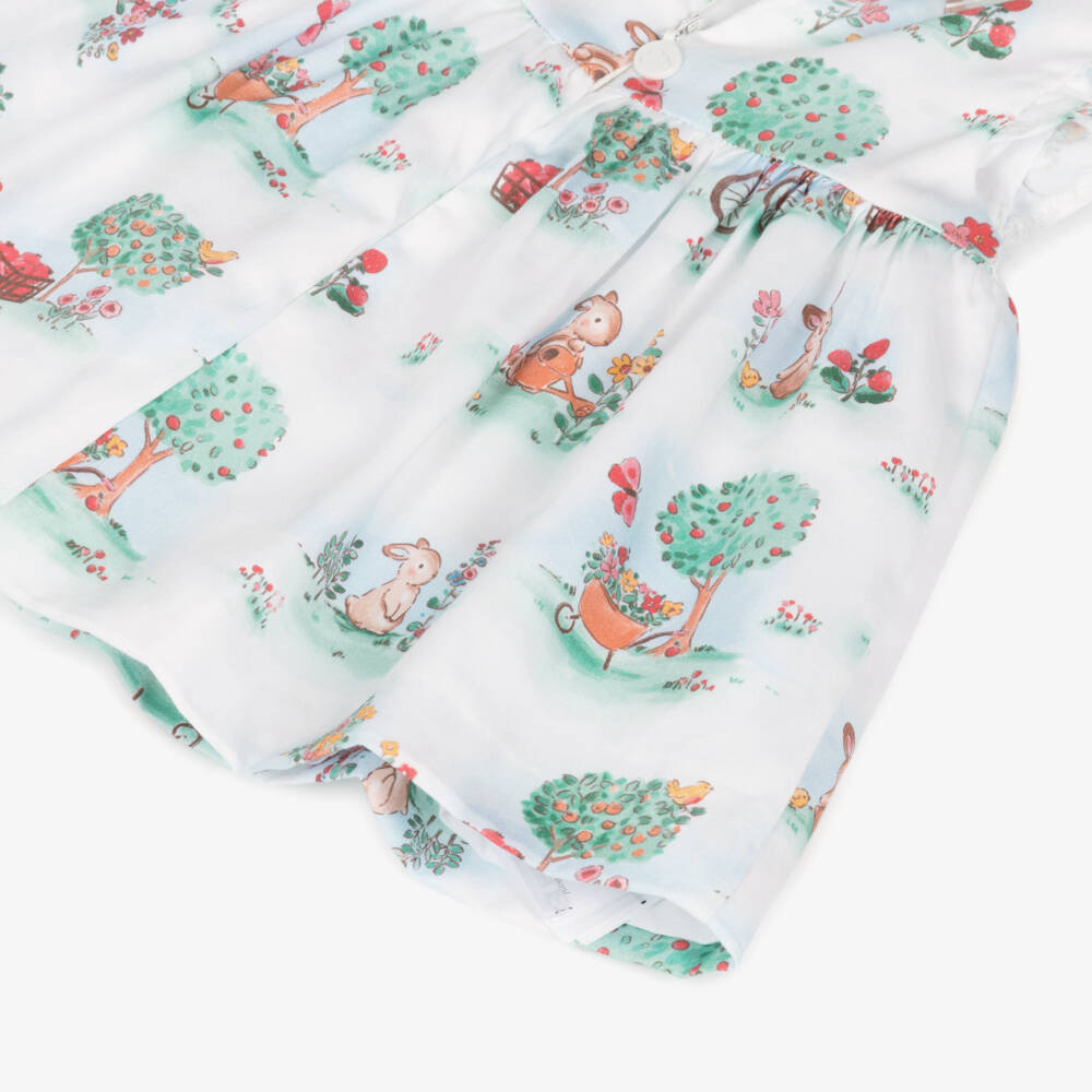 Mayoral Newborn-Girls White & Verdant Bunny Dress | Childrensalon Outlet
