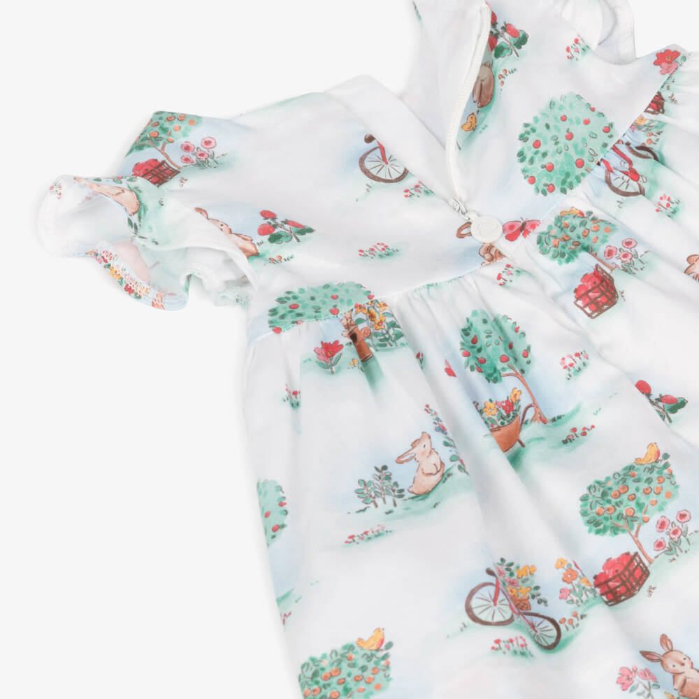 Mayoral Newborn-Girls White & Verdant Bunny Dress | Childrensalon Outlet