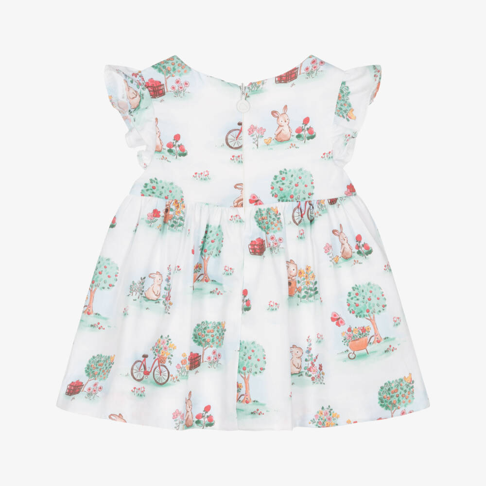 Mayoral Newborn-Girls White & Verdant Bunny Dress | Childrensalon Outlet