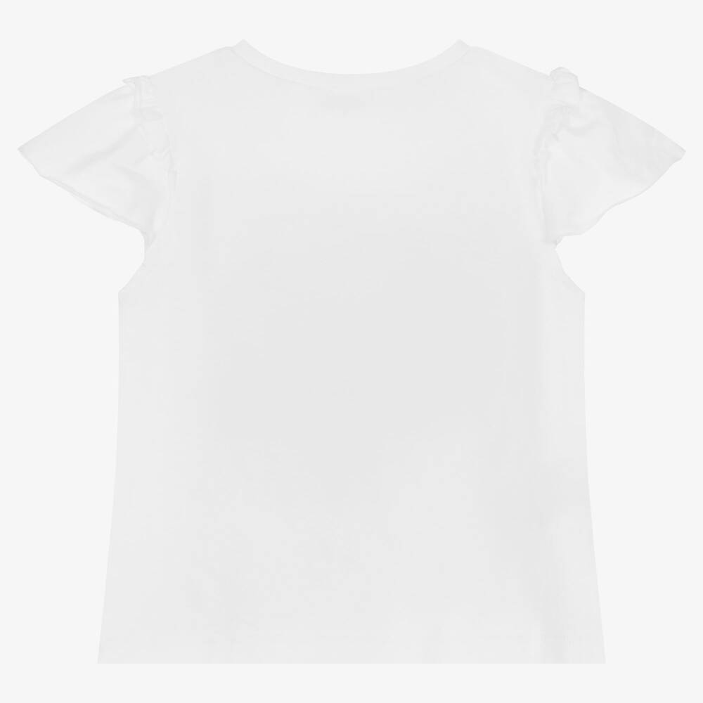 Mayoral-Girls White & Yellow Sequin Flower T-Shirt | Childrensalon Outlet
